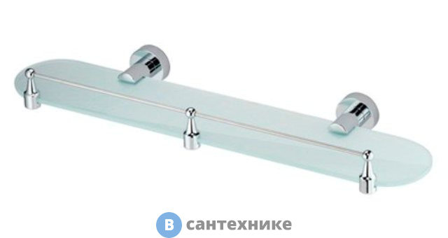 Полка WasserKRAFT Donau K-9444 стеклянная с бортиком металл, хромоникелевое покрытие, закаленное матовое стекло
