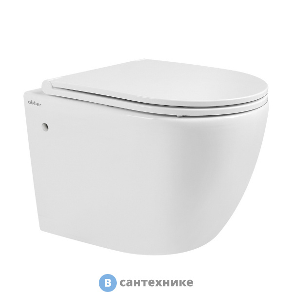 Унитаз подвесной ABBER Bequem AC1103 белый, безободковый, сиденье микролифт