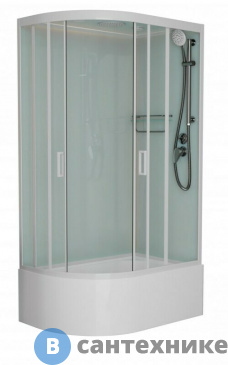 картинка Душевая кабина Frank F412/2R М White правосторонняя высокий поддон матовое стекло