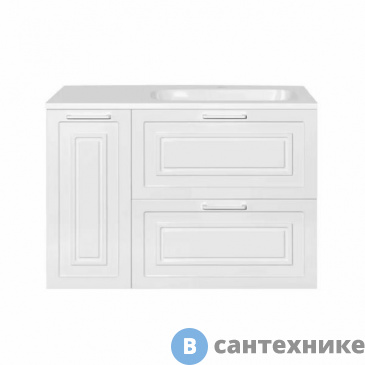 картинка Тумба под раковину Style line Альба (2 ящ./корзина) Барселона 90 правая, Люкс, белый, универсальная PLUS (4650134472912)