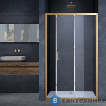 картинка Душевая дверь Vincea Alpha VDS-3AL110CLG, 1100, брашированное золото, стекло прозрачное