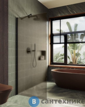 картинка Душевая перегородка в профиле MaybahGlass 1950*690 Стекло 8 мм Бронза матовая (MGD-703-6ш)