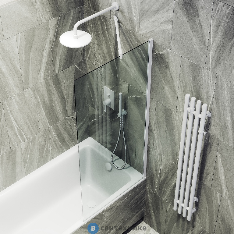 Шторка для ванны в профиле MaybahGlass 1400*900 Стекло 8 мм Бесцветное (MGV-65-1ш)