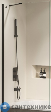 картинка Шторка на ванну RGW SC-150B чёрный/Прозрачное/6 мм 90*150 (351115009-14)