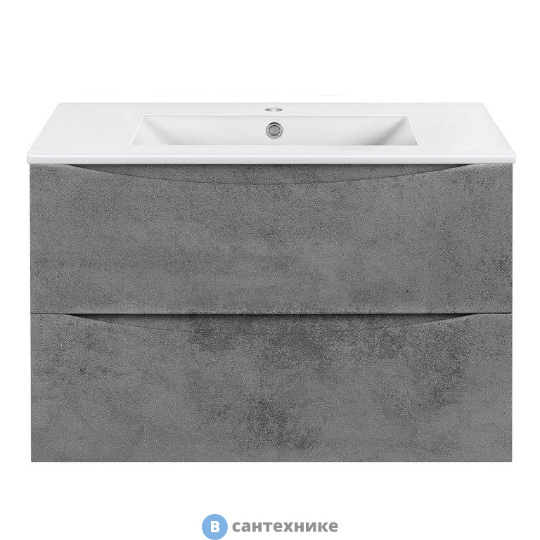 Тумба под раковину Vincea Mia Slim 800 подвесная, 2 выкатных ящика soft close, Beton (VMC-2MC800S1BT)