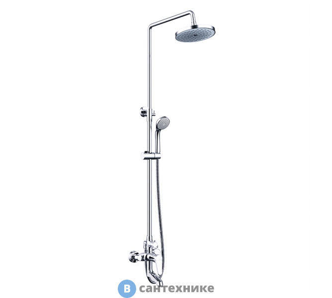 Душевая стойка Bravat F6111147C-A-RUS круглый верхн. с поворотным изливом Eco