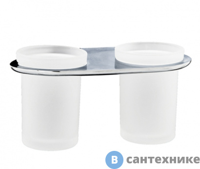 картинка Подстаканник двойной стеклянный WasserKRAFT Kammel K-8328D металл, хромоникелевое покрытие, матовое стекло