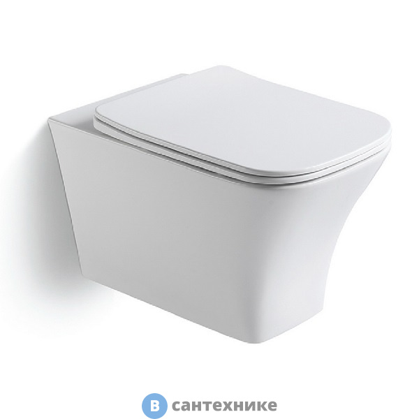 Унитаз Black&White W-723 подвесной Rimless / UF seat cover / Fixing screw (515x345x355)