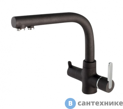 картинка Смеситель Paini 92446433VE7B90DALMKM Arena для кухни с подводом для фильтра, чёрный