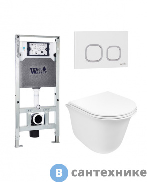 картинка Унитаз с инсталляцией WELTWASSER и кнопкой смыва (AMBERG 506 ST + TELBACH 004 GL-WT + AMBERG RD-WT)