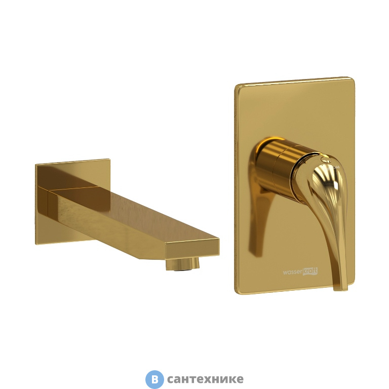 Смеситель WasserKRAFT A71573 встраиваемый набор для раковины, глянцевое золото