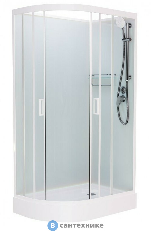 Душевая кабина Frank F412R М White правосторонняя низкий поддон б/к (без крыши) матовое стекло