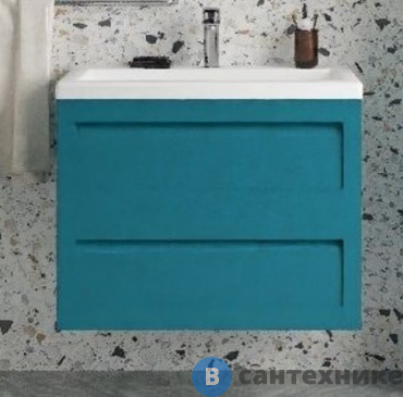 картинка Тумба под раковину Art & MAX PLATINO AM-Platino-580-2C-SO-TM подвесная с двумя выкатными ящиками, бирюзовый матовый