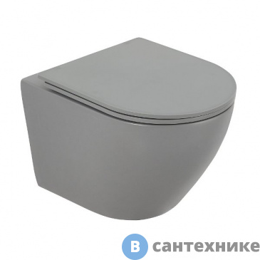 картинка Унитаз подвесной BelBagno COLORATO BB062CHR-GR безободковый с креплением, серый матовый, без сиденья