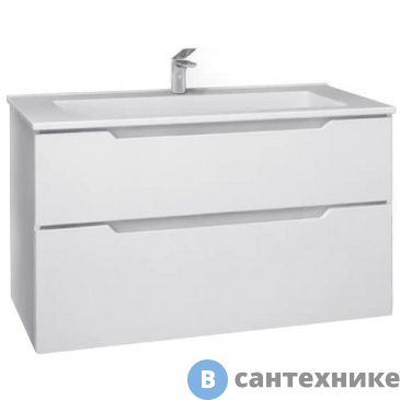 картинка Тумба под раковину Jorno Slide 105 подвесная Белая (Sli.01.105/P/W)