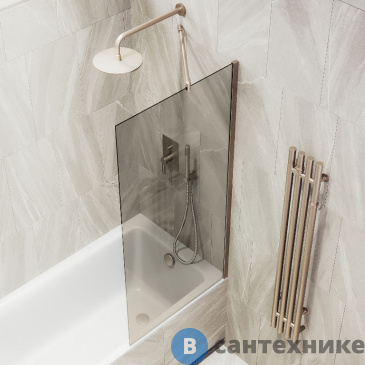 картинка Шторка для ванны в профиле MaybahGlass 1400*300 Стекло 8 мм Бронза (MGV-250-2ш)