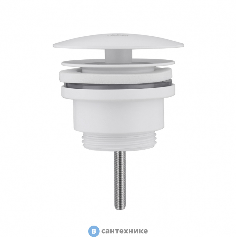 Донный клапан ABBER AF0012W без перелива, фиксированный, белый