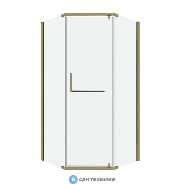 Душевое ограждение Grossman Pragma 302.K33.03.1010.32.00 (100*100*195) трапеция, распашн, золото сатин, стекло прозр., без поддона