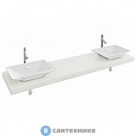 Столешница Jacob Delafon PARALLEL EB55-2000-N18  2000 мм c 2 отв. для умывальников /200х52х6/ (белый блестящий ламинат)