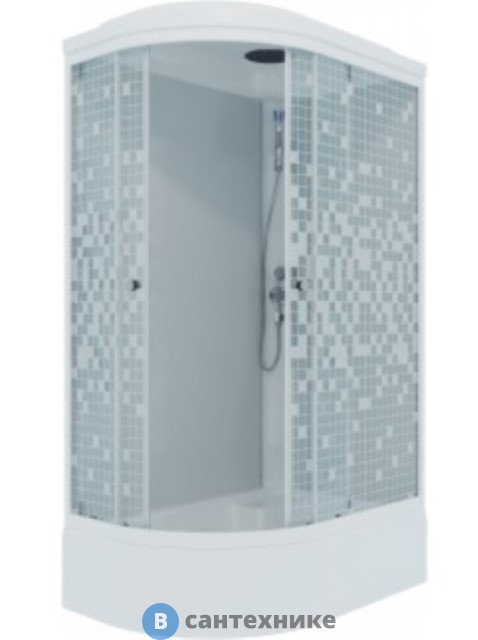 Душевая кабина Тритон Коралл 120*80 В прав., 1/4 круга, сред. подд., белый, мозаика, ДН4 (DK236)