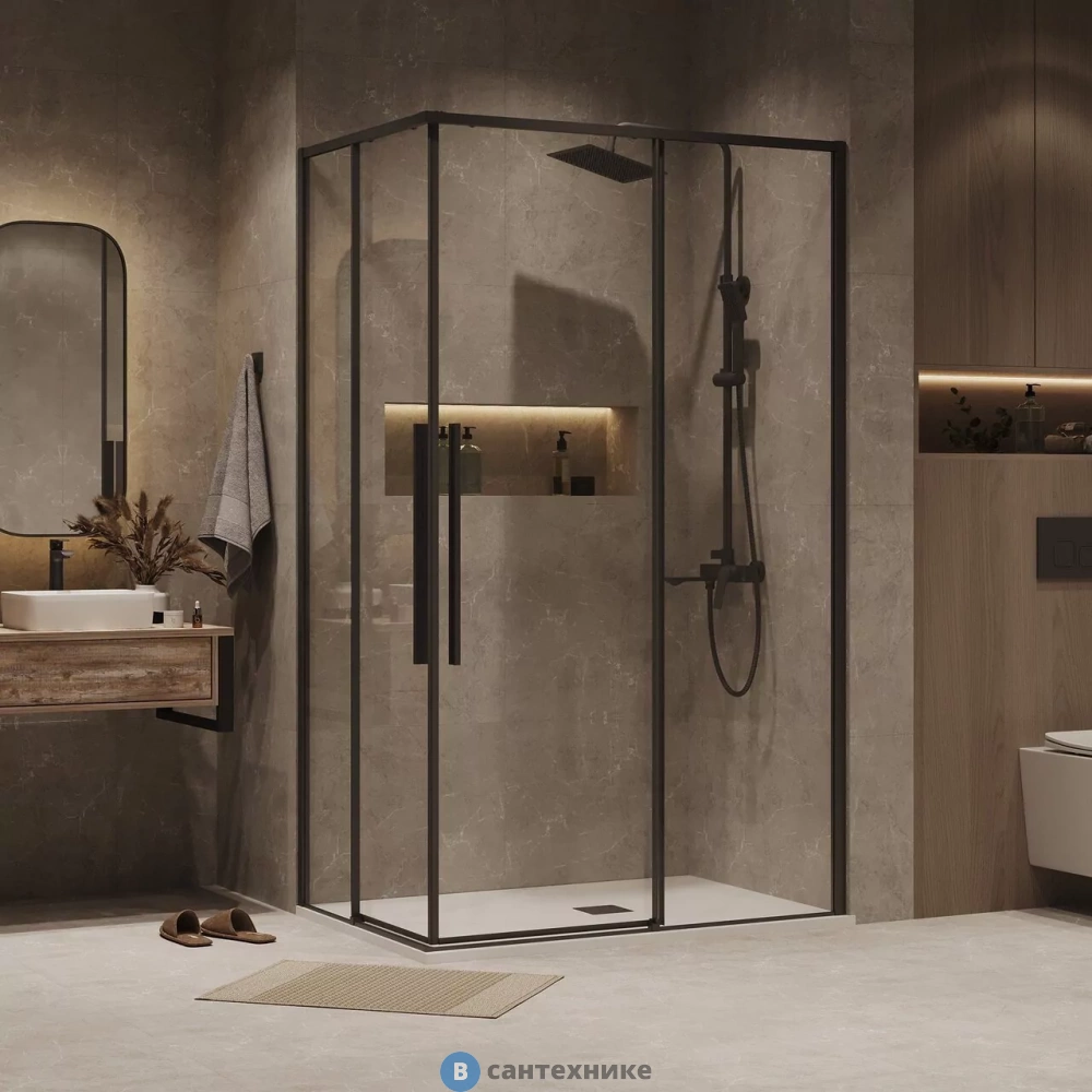 Душевое ограждение Grossman Galaxy (110х100х195) раздвижная, черный матовый, стекло прозрачное (300.K33.01.1110.21.00)