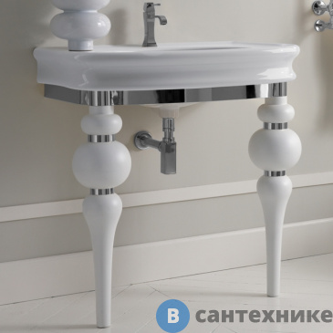 картинка Консоль с раковиной 3SC VIA VENETO LANTE 90 см, белый глянец, консоли белый матовый/хром (VV3090SL)