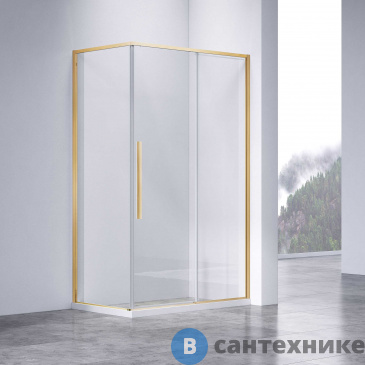 картинка Душевой уголок Vincea Slim-N VSR-4SN8011CLG, 1100*800, брашированное золото, стекло прозрачное