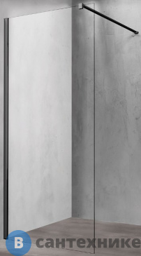 картинка Душевая перегородка Vincea Walk-In VSW-1H800CLB, 800*2000, матовый чёрный, стекло прозрачное