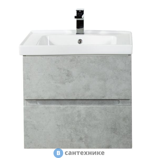 Тумба под раковину Art & MAX TECHNO AM-Techno-600-2C-SO-LS935 подвесная с двумя выкатными ящиками, бетон лофт натуральный