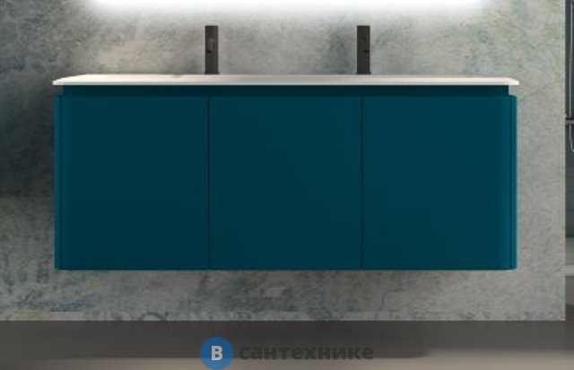 Тумба под раковину Cezares STYLUS подвесная, с шестью выдвижными ящиками 55232 Blu Petrolio, 140x48x55